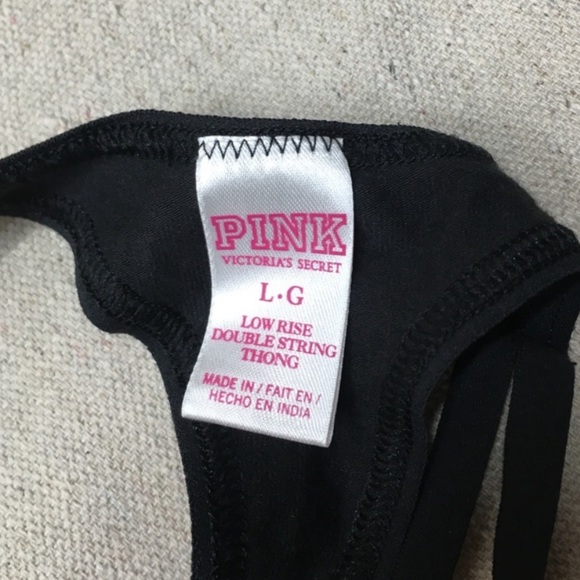 Victoria's Secret PINK Black Double String Thong vintage y2k - Picture 3 of 3